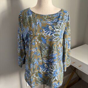 Talbots "The Talbots Tee" XL Lively Floral Bateau Neck Tee 3/4 Sleeve